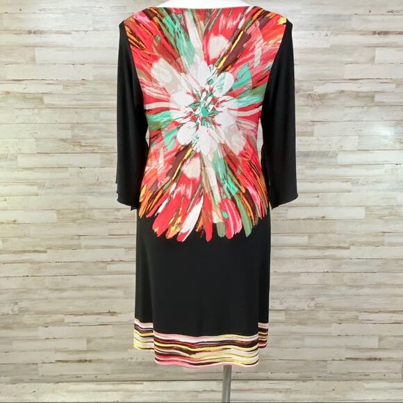 Fenn Wright Manson Floral Dress Womens Size 12 Black Coral Vibrant Shift - Picture 8 of 13